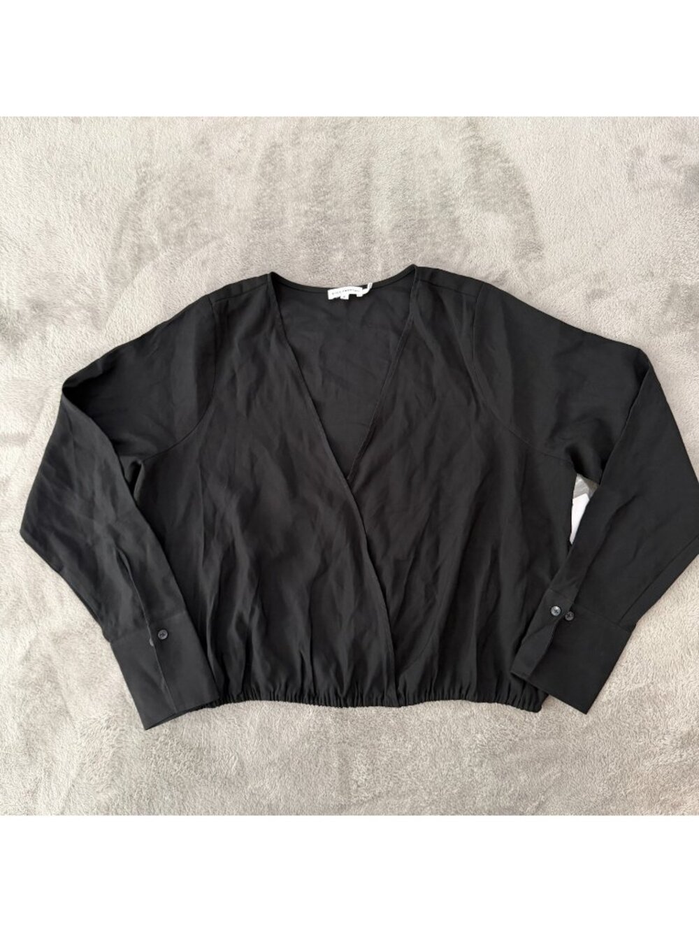 NWT Good American Black Faux Wrap Long Sleeve Blouse Shirt Size 4 US XL 14/16
